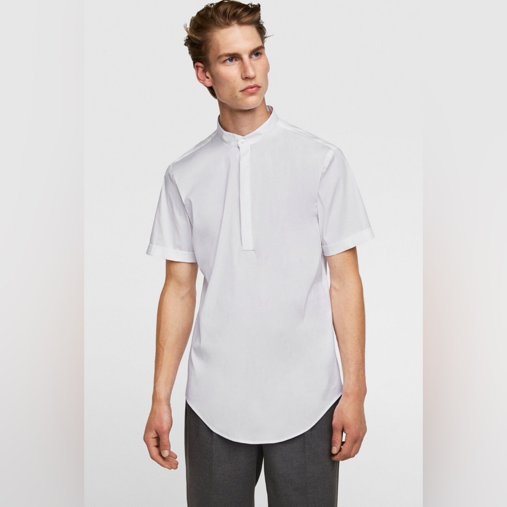 Used Zara Mao Collar White Shirt